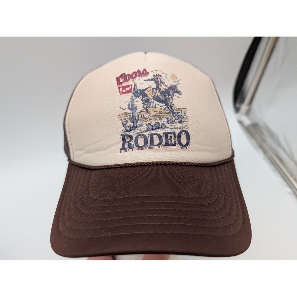 Coors Banquet Rodeo Trucker Hat Brown Tan Mesh Snapback Cap Otto 32-467